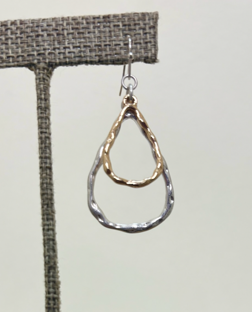 RAIN Shiny Two Tone Double Teardrop Earring