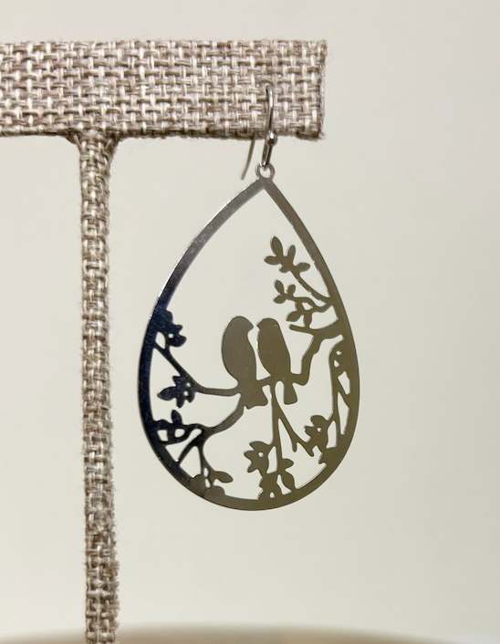 RAIN Silver Brass Lovebirds Floral Earring