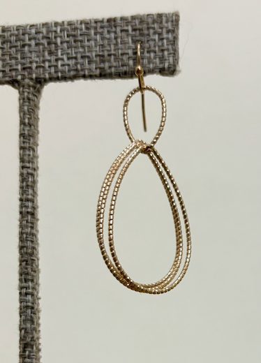RAIN Gold Double Drop Textured Wire Earring