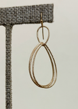 RAIN Gold Double Drop Textured Wire Earring