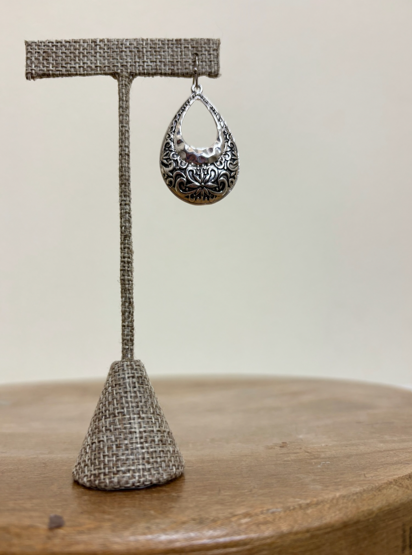 RAIN Silver Engraved Teardrop Earring