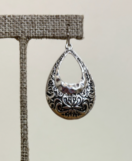 RAIN Silver Engraved Teardrop Earring