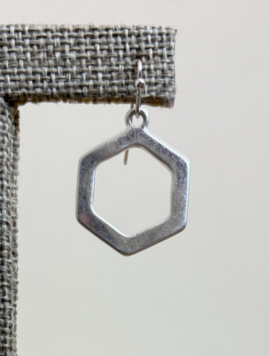 RAIN Silver Hexagon Earring