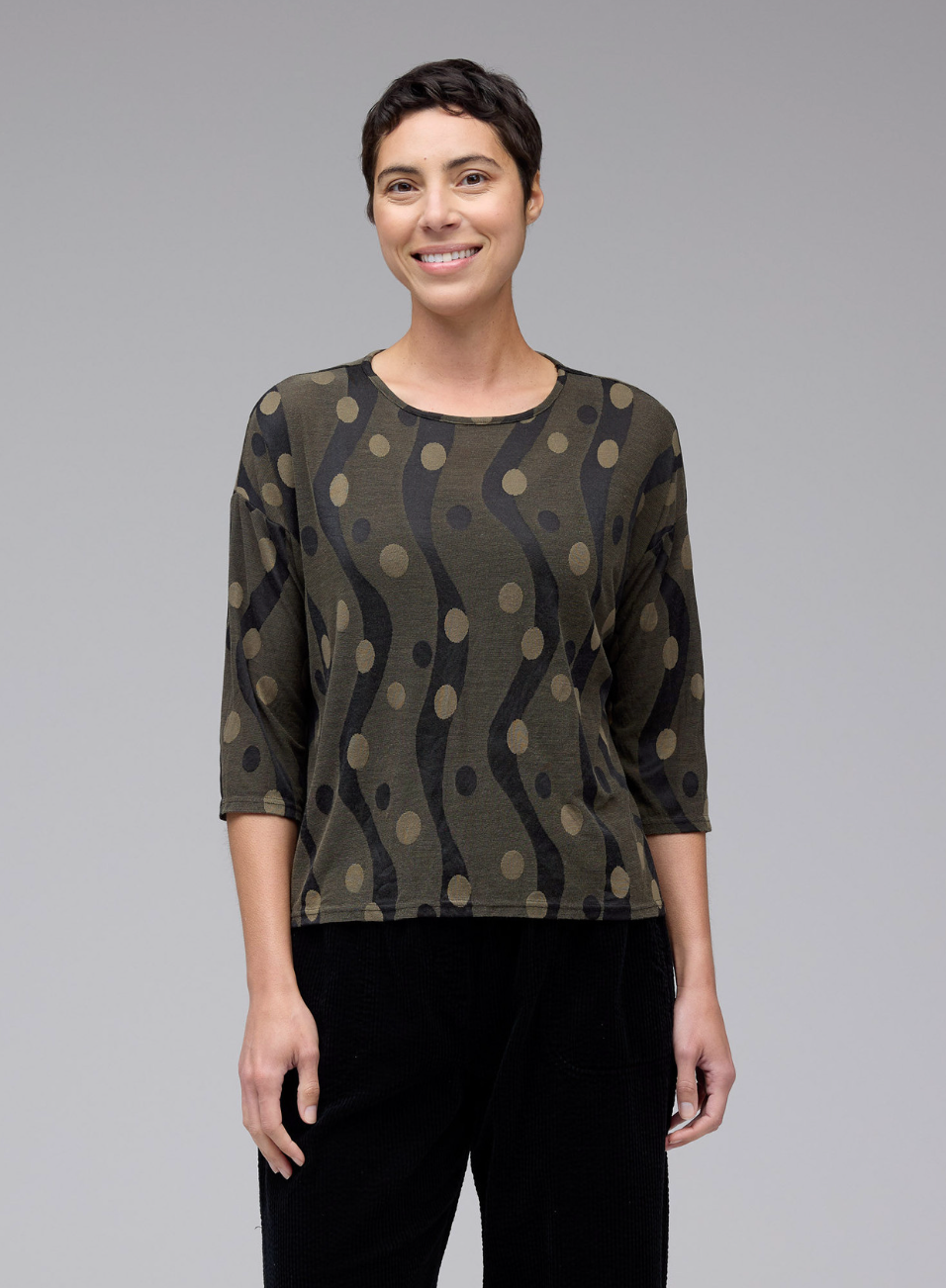 CUT LOOSE Dot Jacquard Drop Shoulder Tee - 6006112