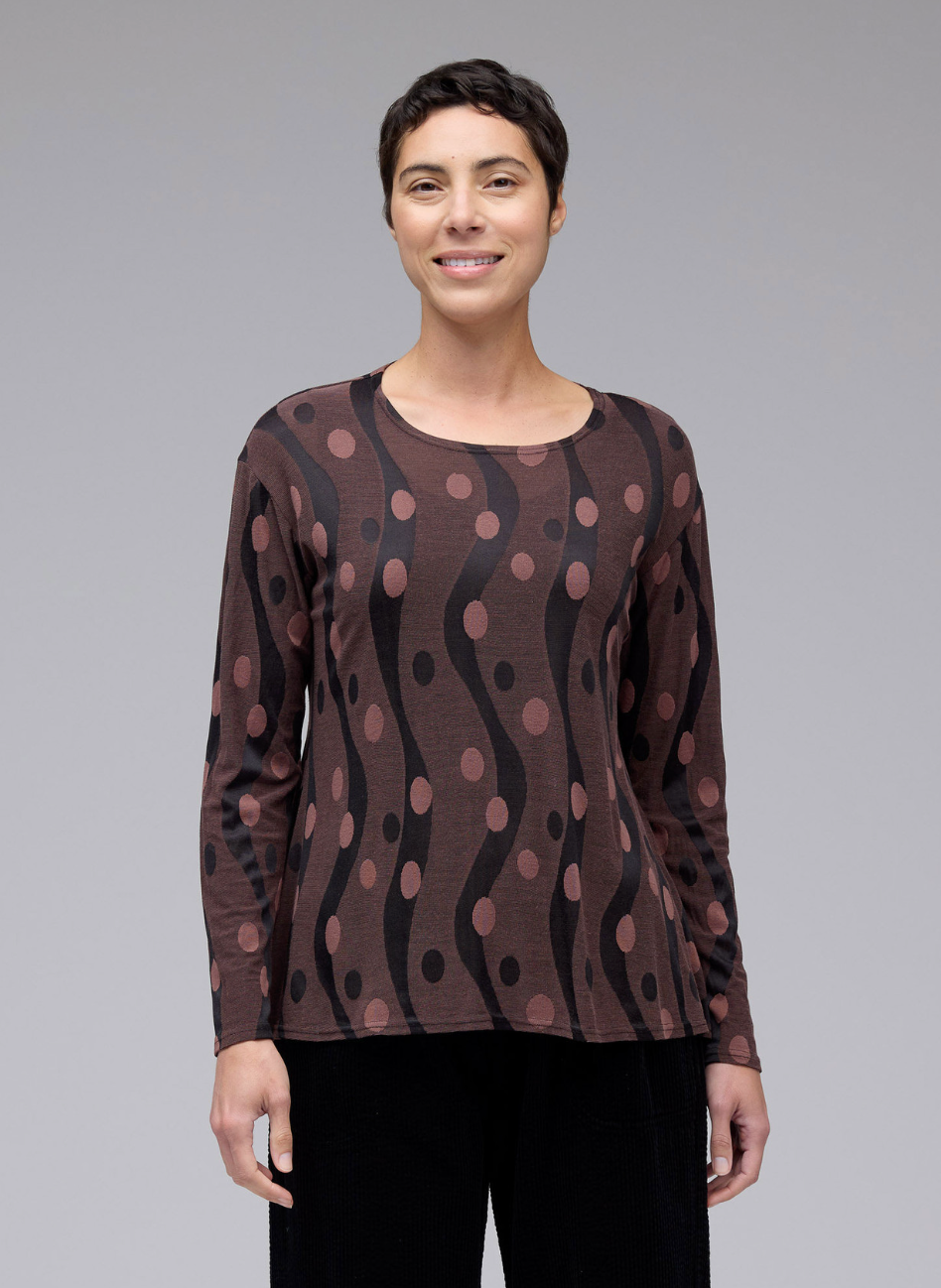 CUT LOOSE Dot Jacquard Long Sleeve Swing Tee - 6007174