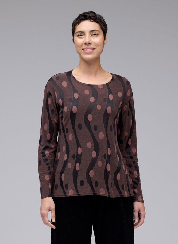 CUT LOOSE Dot Jacquard Long Sleeve Swing Tee - 6007174