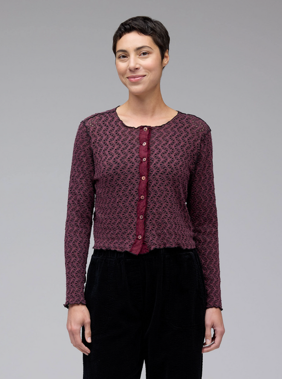 CUT LOOSE Blk/Nat Crochet Crop Cardigan - 0128949