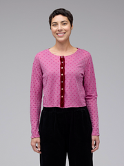 CUT LOOSE Mesh Dot Velvet Trim Cardigan - 6588165