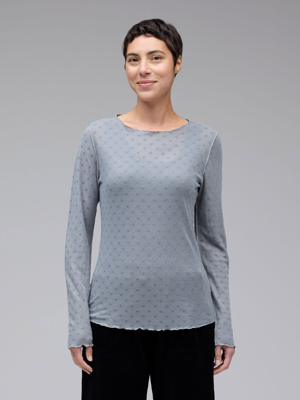 CUT LOOSE Mesh Dot Pearl Edge Tee - 6587839