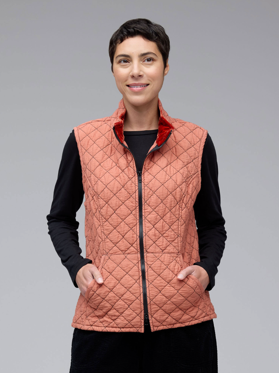 CUT LOOSE Quilted Parachute Zip Front Vest - 6595655