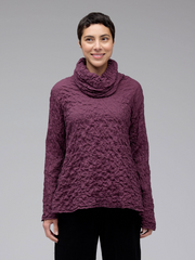 CUT LOOSE Crinkle Mini Plaid Cowl Neck Pullover - 0147428