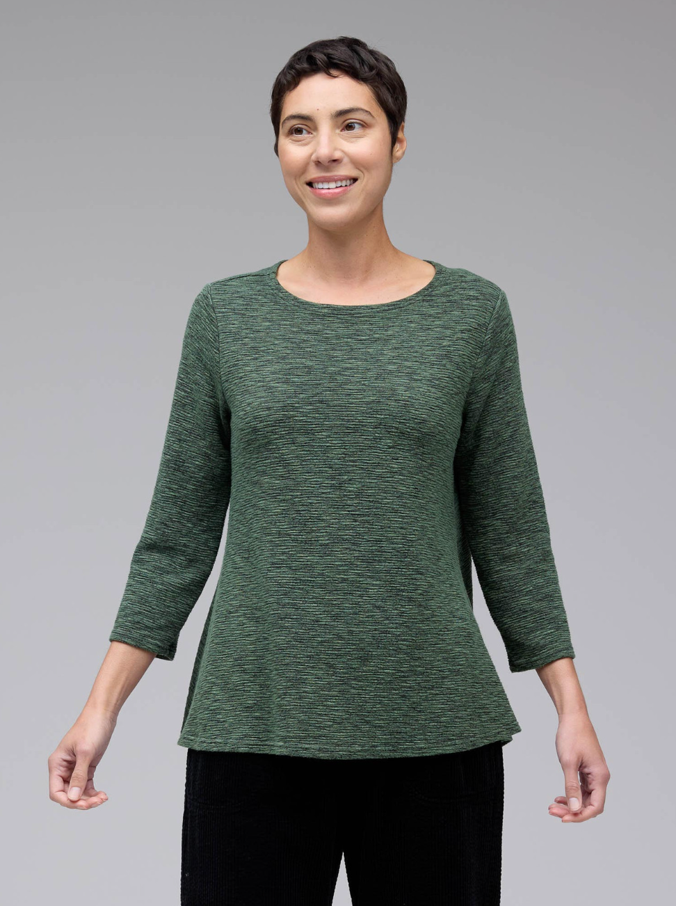 CUT LOOSE Crimped Fabric 3/4 Sleeve Boatneck Top - 6546552
