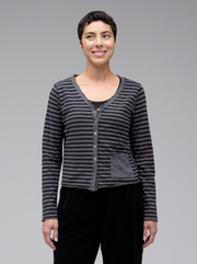 CUT LOOSE Black Stripe Crop Pocket Cardigan - 5758417