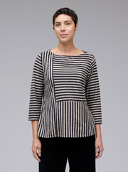 CUT LOOSE Black Stripe Patch Aline Boatneck Top - 5756706