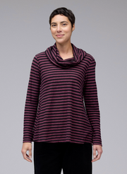 CUT LOOSE Black Stripe Cowl Neck Pullover - 5757428
