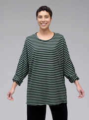 CUT LOOSE Black Stripe Oversized One-Size T-Shirt - 5756816