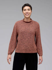 CUT LOOSE Crimped Fabric Mock Neck Top - 6546114