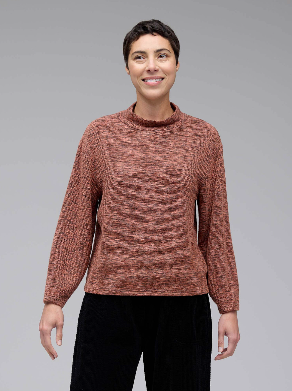 CUT LOOSE Crimped Fabric Mock Neck Top - 6546114