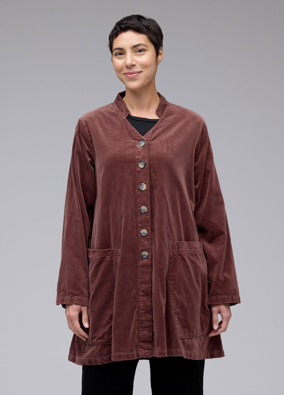 CUT LOOSE Soft Cotton Velvet Swing Coat - 0488584