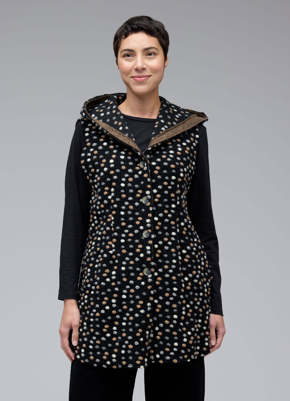 CUT LOOSE Pebbled Boiled Wool Hooded Vest - 3905724