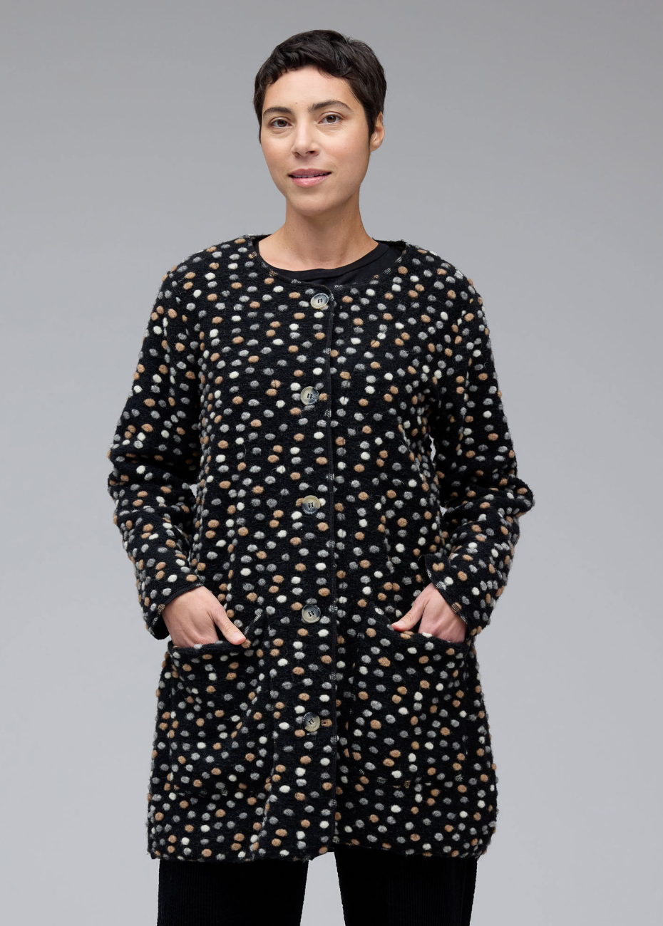 CUT LOOSE Pebbled Boiled Wool Easy Coat - 3908086