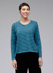CUT LOOSE Black Stripe Fleece Crop Sweatshirt - 7246859