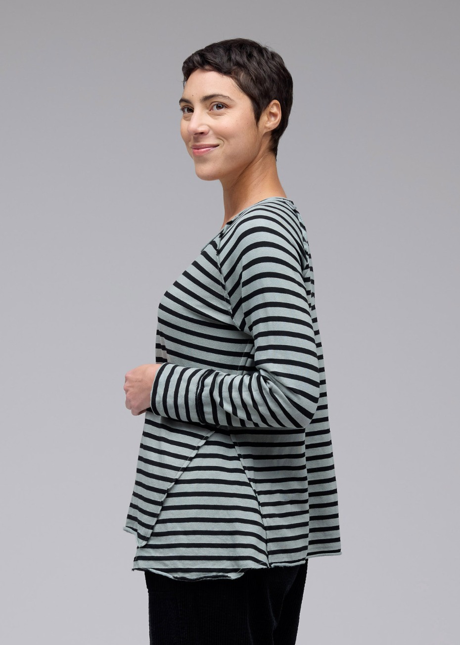 CUT LOOSE Black Stripe Fleece Gore Top - 7247913
