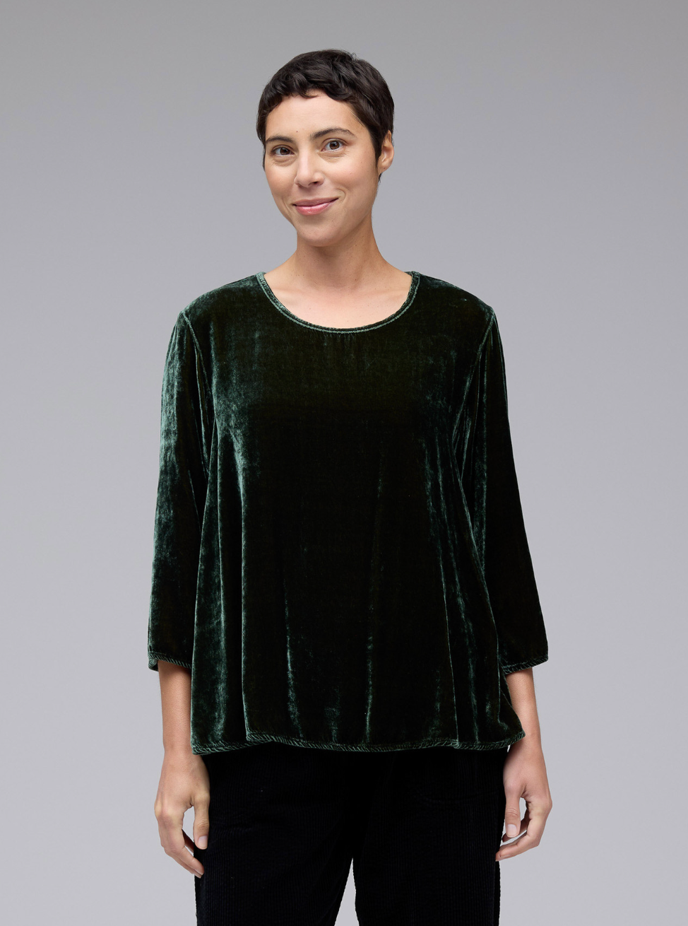 CUT LOOSE Velvet 3/4 Sleeve Aline Top - 6997671