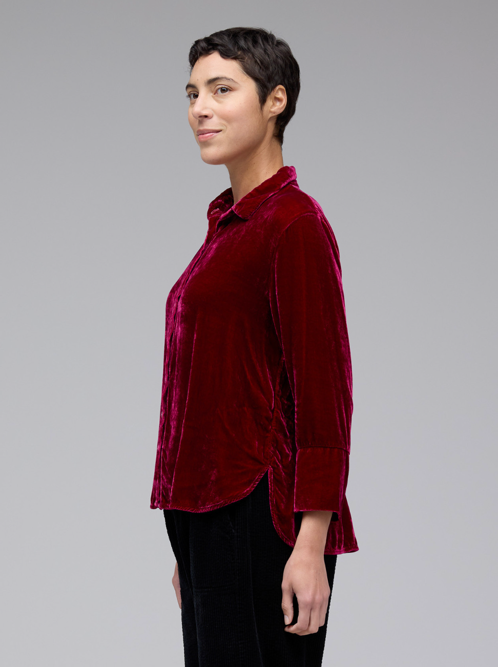 CUT LOOSE Velvet Easy Crop Shirt - 6996986