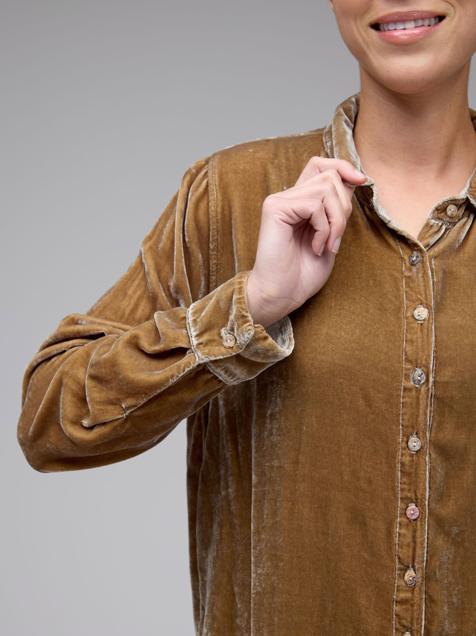 CUT LOOSE Velvet Fitted Shirt - 6997649