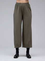 CUT LOOSE Linen Cotton Jersey Cropped Pant W/ Darts - 5012088