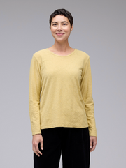 CUT LOOSE Linen Cotton Jersey Long Sleeve Bias Tee - 5017811