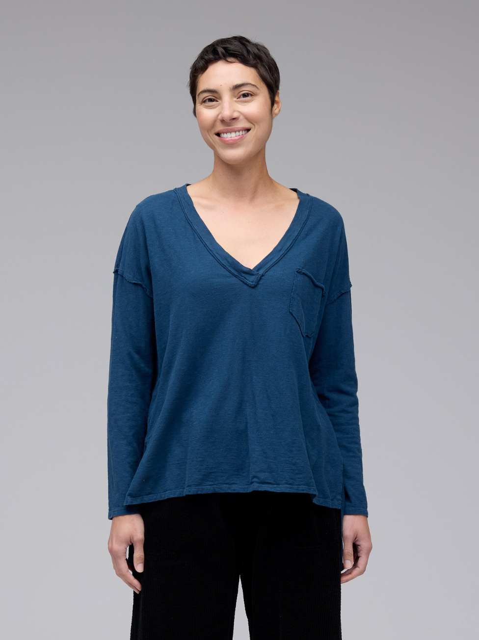CUT LOOSE Linen Cotton Jersey Deep V-Top - 5016501