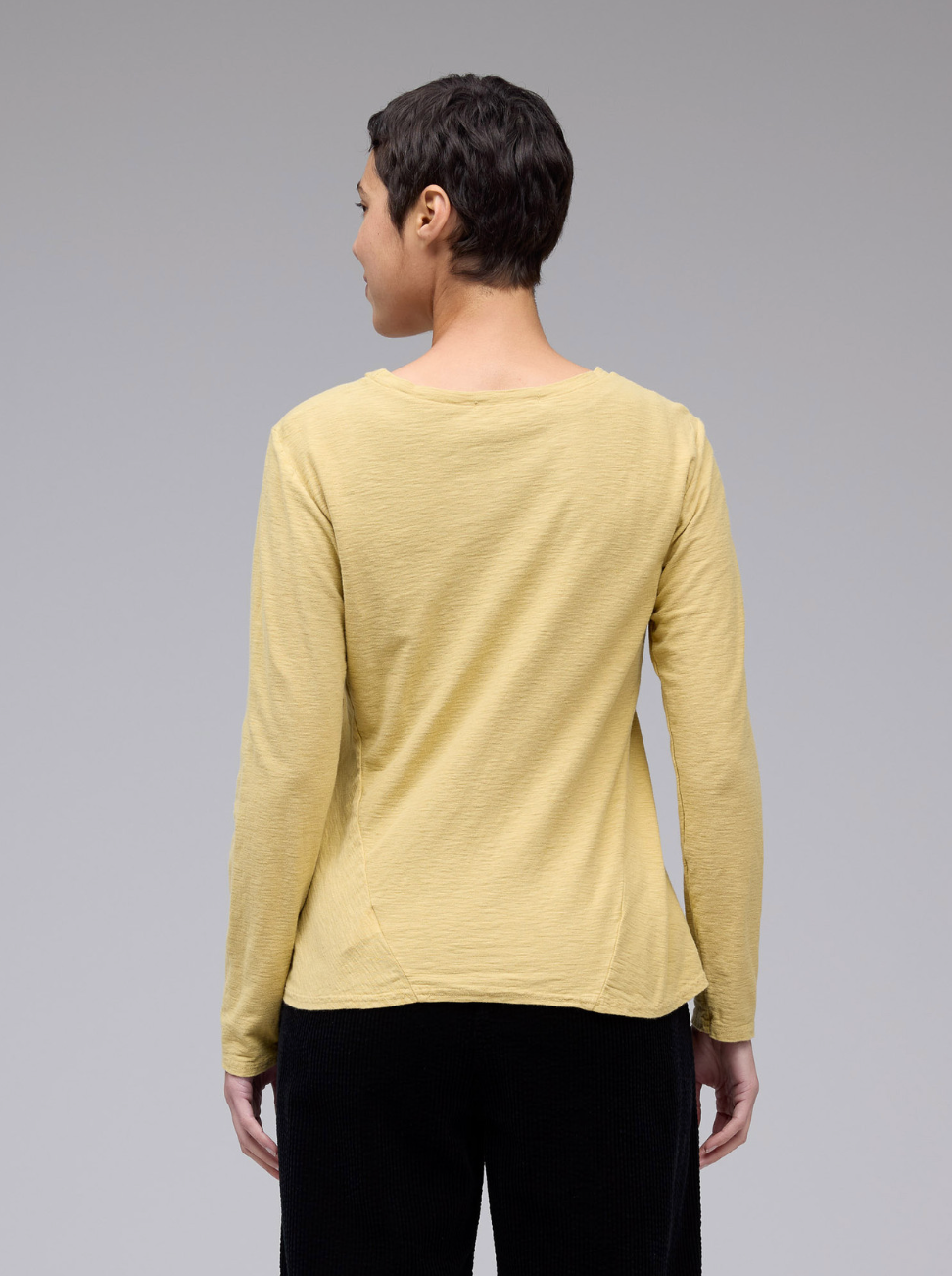 CUT LOOSE Linen Cotton Jersey Long Sleeve Bias Tee - 5017811