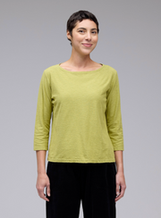 CUT LOOSE Linen Cotton Jersey 3/4 Sleeve Boatneck Tee - 5015060