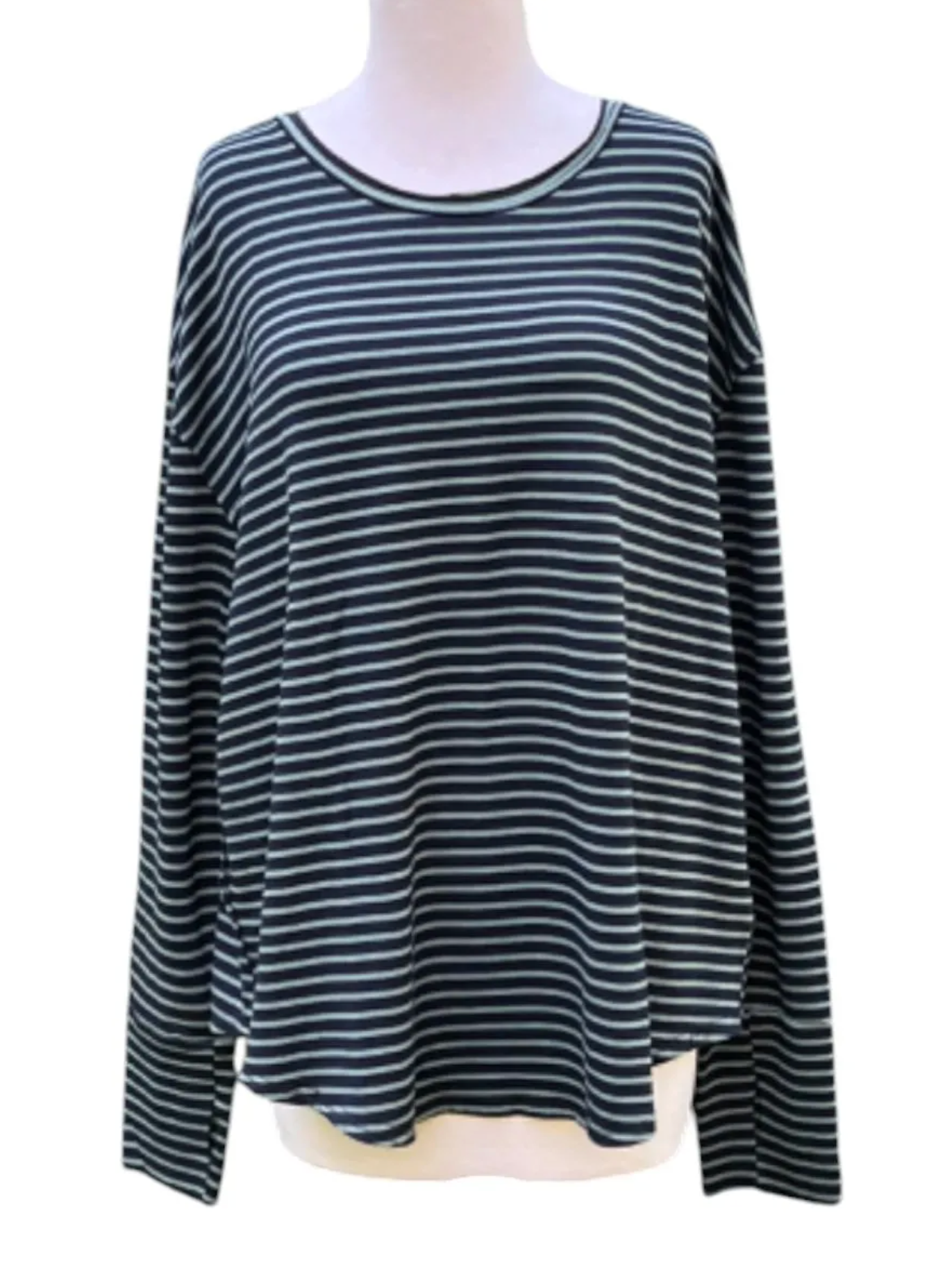 CUT LOOSE Navy Stripe Fleece Thumbhole Top - 7046372