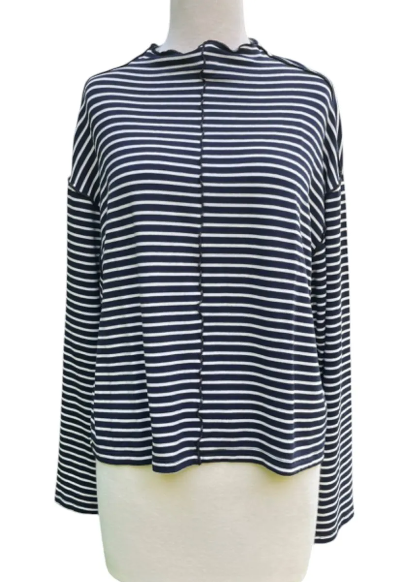 CUT LOOSE Navy Stripe Fleece Funnel Pullover - 7046517
