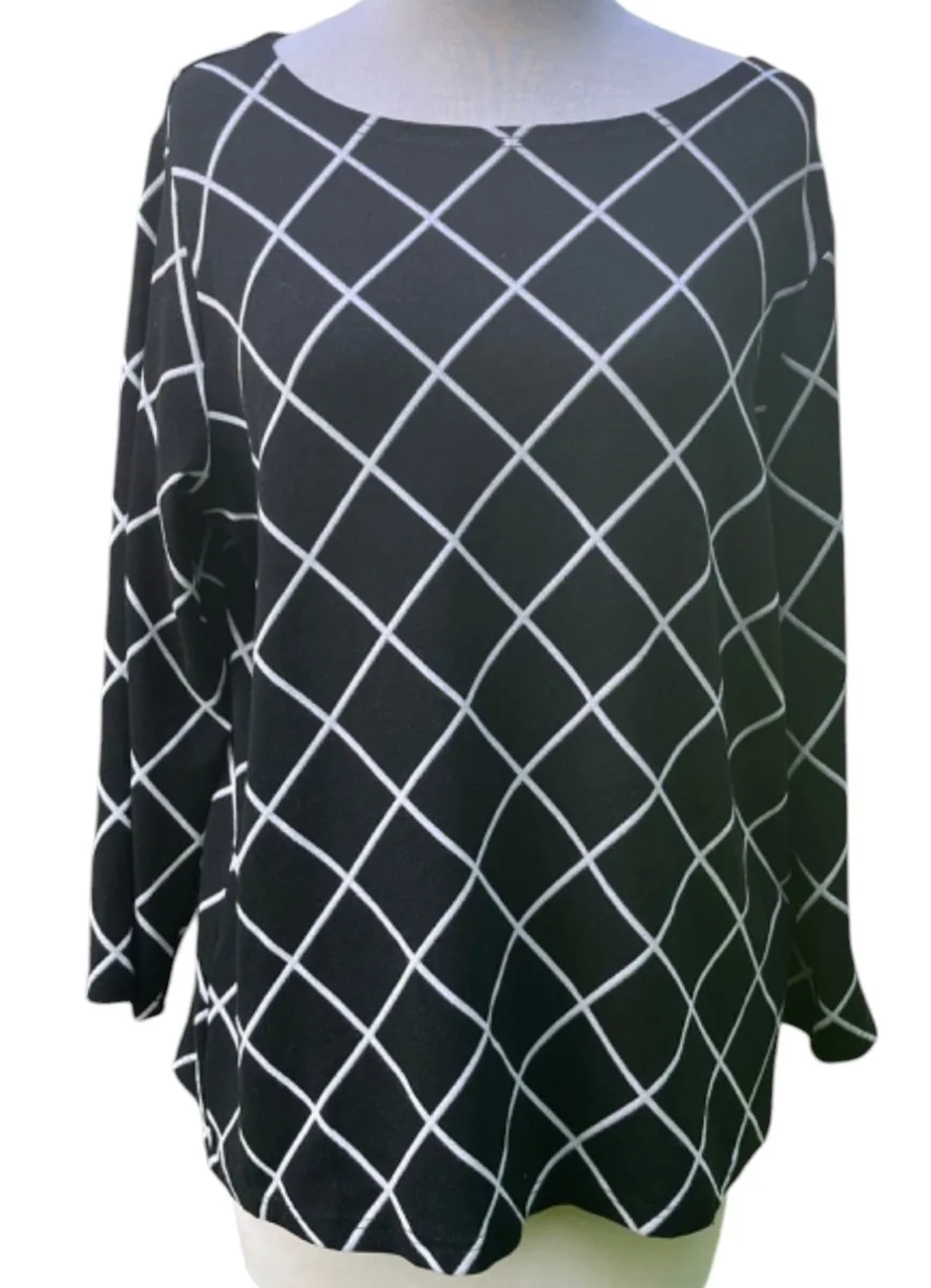 CUT LOOSE Diamond 3/4 Sleeve Boatneck Top - 6815060