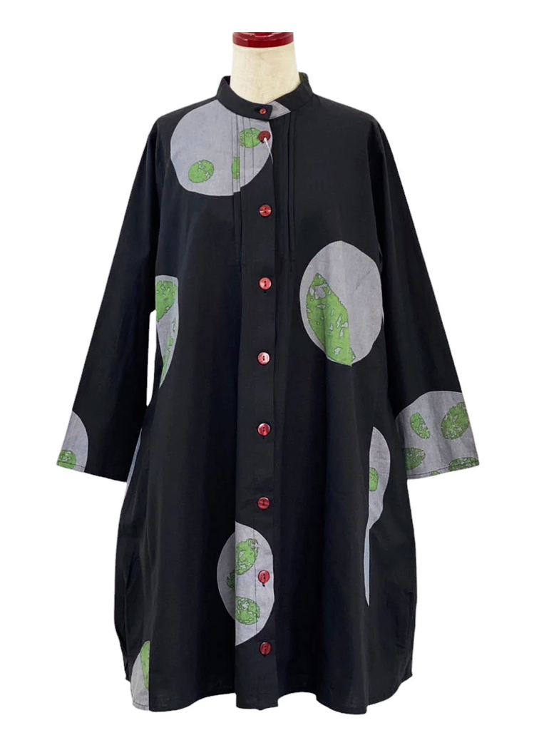 MONA LISA by Pure Fit - 244240-BK - Pintuck Long Jacket - Multi Bubble Print - BLACK (A)