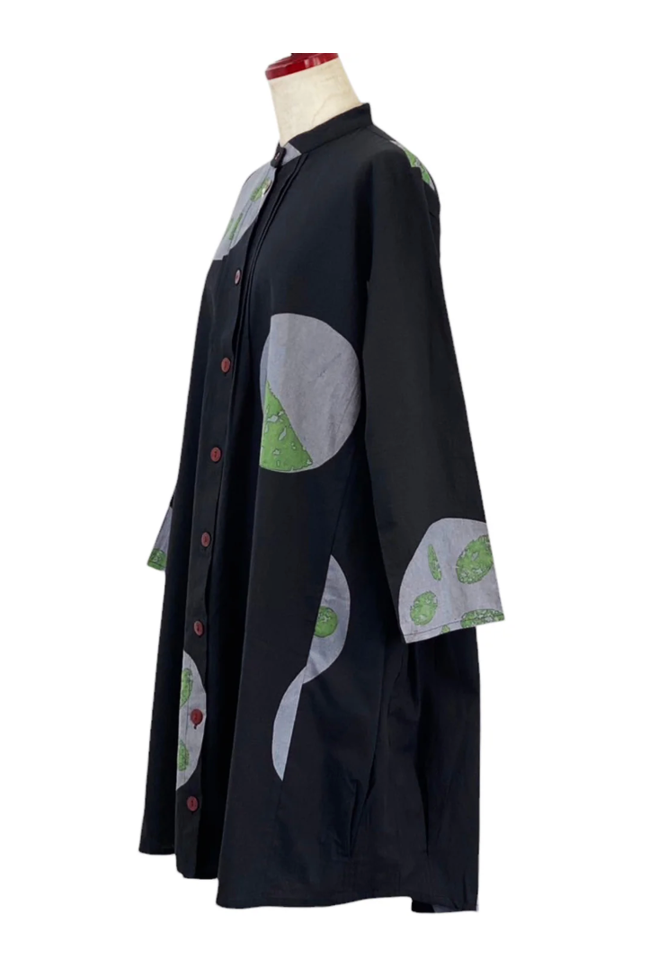 MONA LISA by Pure Fit - 244240-BK - Pintuck Long Jacket - Multi Bubble Print - BLACK (A)