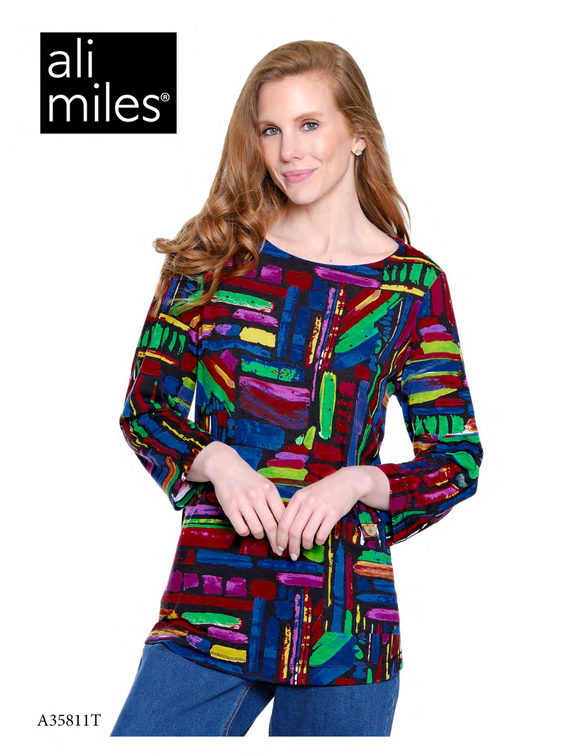 Ali Miles Knit Pop-Over Tunic - A35811TM - 969-MULTI