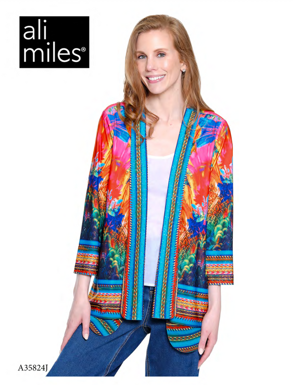 Ali Miles Knit Open Front Cardigan Jacket - A35824JM/P/W - 940-ABSFLR