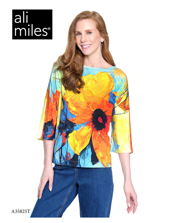 Ali Miles Knit Pop-Over Tunic - A35825TM - 970-WRMFLR