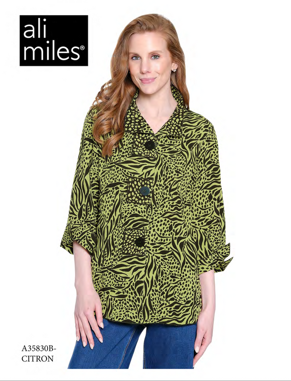Ali Miles Woven Button Front Tunic - A35830BM - 326-CITRON