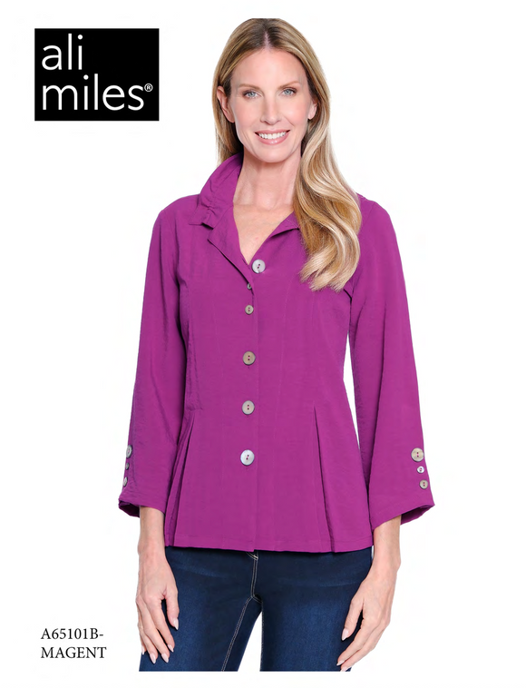 Ali Miles Woven Button Front Tunic - A65101BM - 679-MAGENT