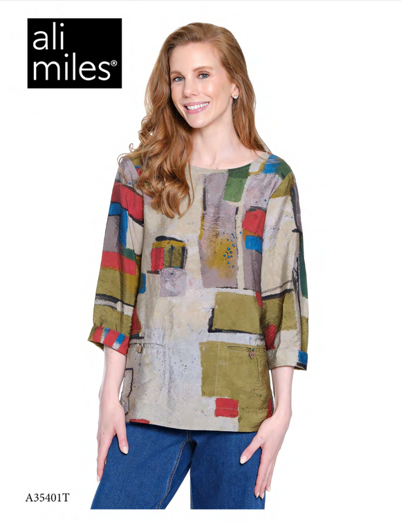 Ali Miles Woven Pop-Over Tunic - A35401TM - 955-ABSMLT