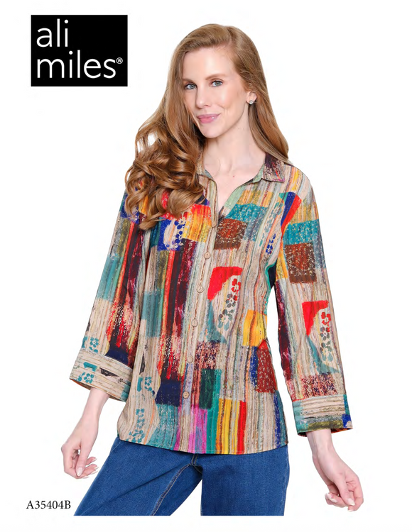 Ali Miles Woven Button Front Tunic - A35404BM - 955-ABSMLT