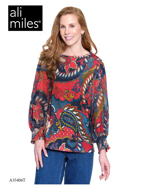 Ali Miles Knit Pop-Over Tunic - A35406TM - 967-LEAFML