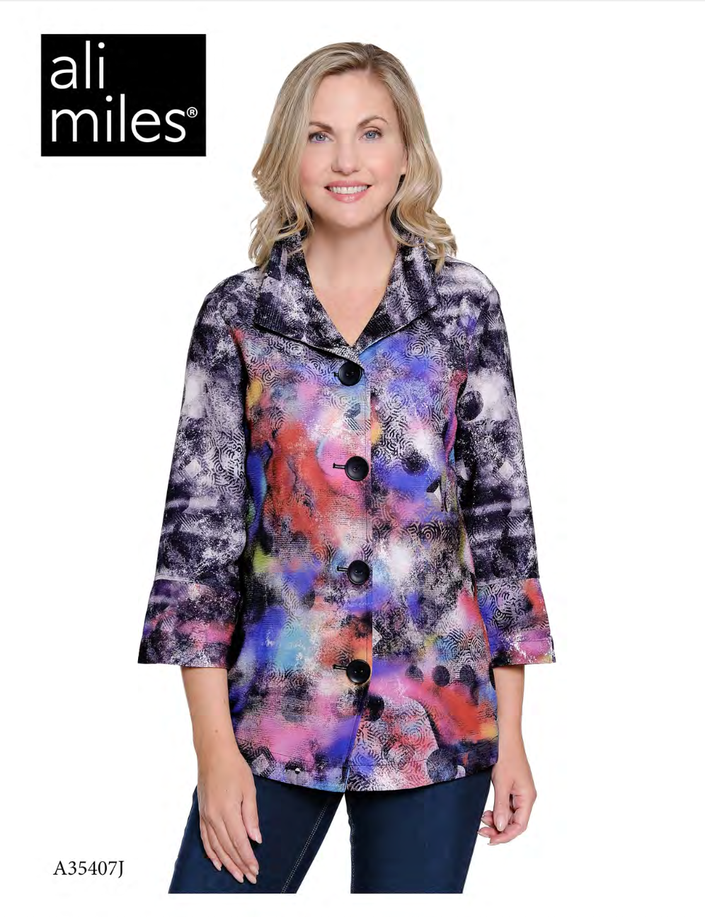Ali Miles Woven Button Front Jacket - A35407JM  - 955-ABSMLT