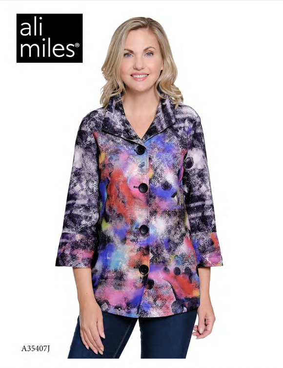 Ali Miles Woven Button Front Jacket - A35407JM  - 955-ABSMLT